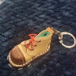 Vintage miniature leather boot is a vintage souvenir keychain 2"